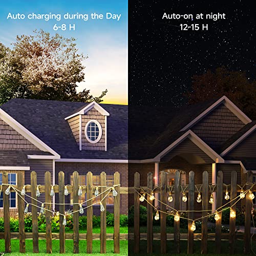 Geemoo Solar Lichterkette Aussen Mit 16 Glühbirnen, 6.4M Solar Lichterkette Außen Wetterfest Warmweiß, Vintage Solarlichterketten mit Hanfseil Outdoor Deko für Garten, Party, Balkon, Hof, Hochzeit 6