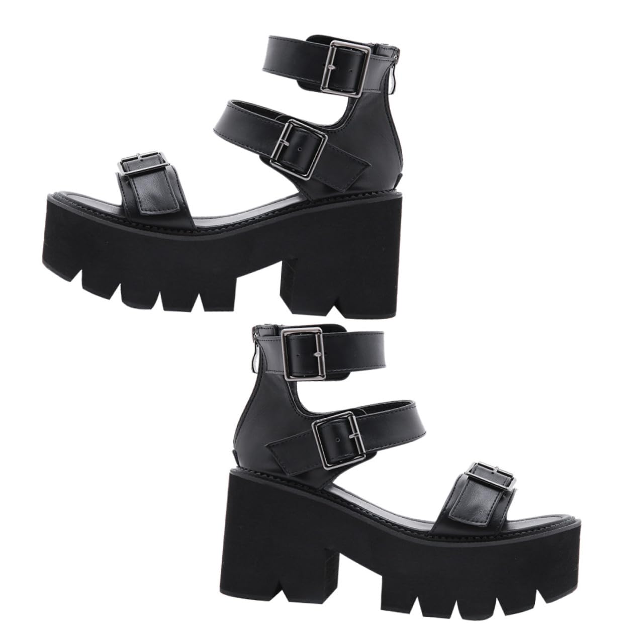 Sandales à talons hauts noirs OUNONA taille 40 avec semelle plateforme - 8