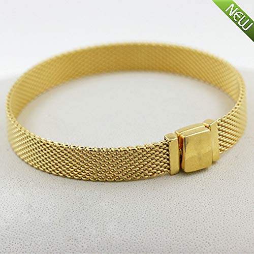 PANDOCCI 2018 Herbst Gelbgold Reflexionen Frauen 925 Silber Armbänder DIY Passt für Ursprüngliche Pandora Armbänder Charme Modeschmuck (18CM)