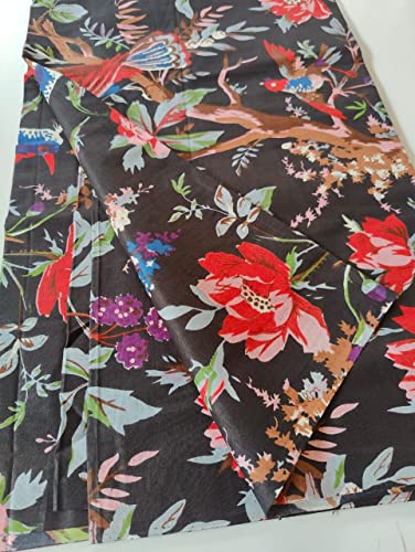 Image of Floral Printed Cotton Fabric Cloth Hand Block Print Fabric Women Material Running Jaipuri Hand Block Printed Women Dress Material Kurtis Natural 44 inch Inches Width 2.5 Meter (Pattern 33)