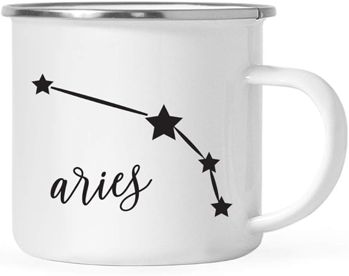 Andaz Press Astrological Zodiac Sign 11oz. Stainless Steel Campfire Coffee Tea Mug Gift, Aries Star Constellation, Minimalistic Black, 1-Pack, Birthday, Christmas, Horoscope Gift Ideas, Gift Box