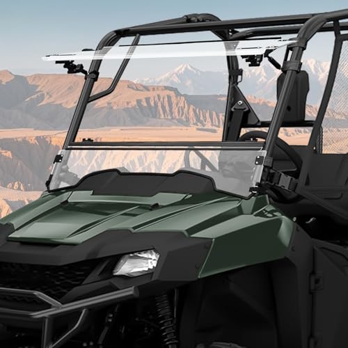 XATVXUTV 3-in-1 Flip Up Windshield for Honda Pioneer 700-2 700-4 2014-2025 Accessories Clear 1/5 Hard Coated Front Flip Windshield UTV Adjustable Windscreen Provide Open Vented or Fully Closed