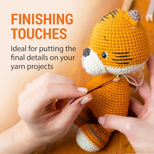 Image of VONEEDL 20 PCS Bent Tip Tapestry Needles with Large Eye - Yarn Blunt Steel Knitting Needles in Storage Box - Perfect for Crochet, Weaving, Darning, DIY, and Crafting