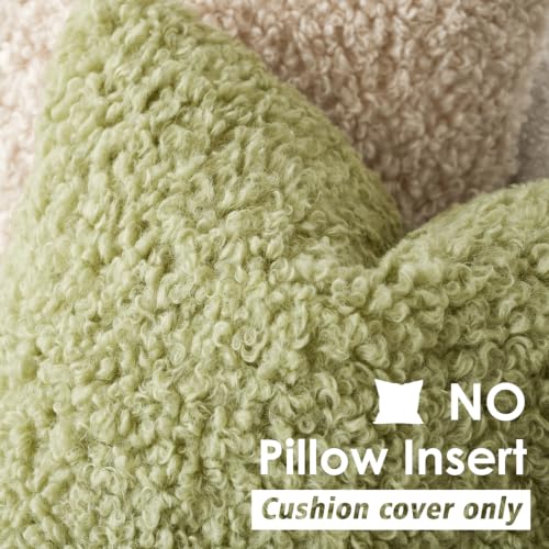 Image of Foindtower Set of 2 20x20 Inch Leaf Green, Faux Fur Throw Pillow Cover Accent Sherpa Furry Pillow Cover Fuzzy Soft Pillowcases Cozy Sheepskin Decorative Fleece Cushion Case for Bed Couch Living Room