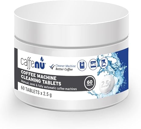 Caffenu | Coffee Machine Cleaner Tablets | 60 x 0.08 oz Tablets | Coffee Machine Cleaning tablets used every 100 cups | Auto, Filter & Espresso Machine Cleaning Tablets | used with Descaling Caffenu | Coffee Machine Cleaner Tablets | 60 x 0.08 oz Tablets | Coffee Machine Cleaning tablets used every 100 cups | Auto, Filter & Espresso Machine Cleaning Tablets | used with Descaling