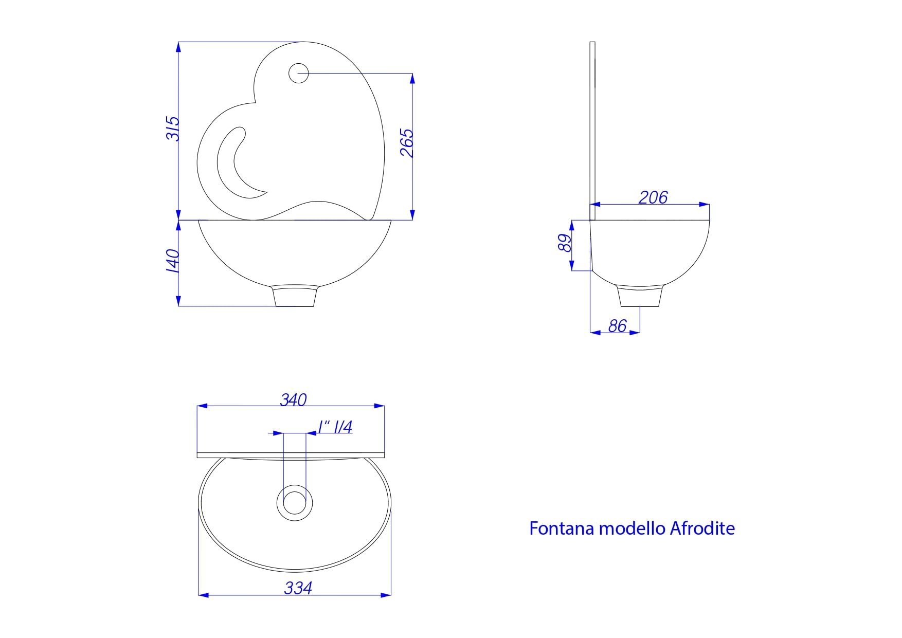 FONDERIA BONGIOVANNI Fuente de pared modelo afrodita sin grifo para jardín casa terraza exterior
