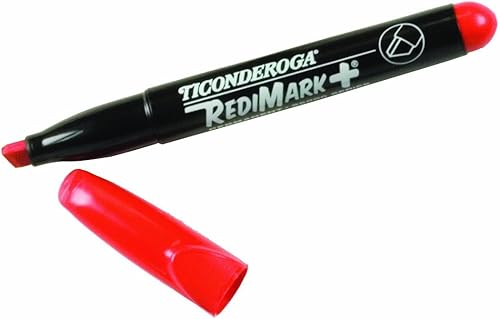 Miniatura 3 de Ticonderoga RediMark+ Plus Marcadores permanentes de bajo olor, punta de cincel, rojo, 12 unidades, (X95001) (95001)