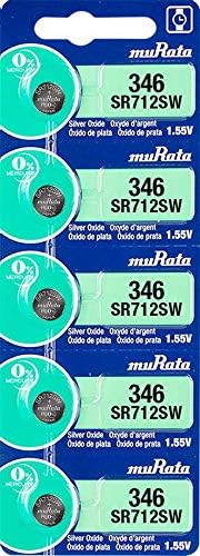 Murata 346 Batería SR712SW 1.55V Celda de botón de reloj de óxido de plata (5 baterías)