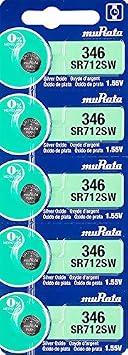 Murata 346 Battery SR712SW 1.55V Silver Oxide Watch Button Cell 5 Batteries