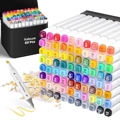 Alkohol Marker Stifte Set - 80 Farben Alcohol Markers Dual Tip Marker Pen FüR Erwachsene Kinder - Alkoholmarker Filzstifte Art Sketch Marker FüR Manga Coloring