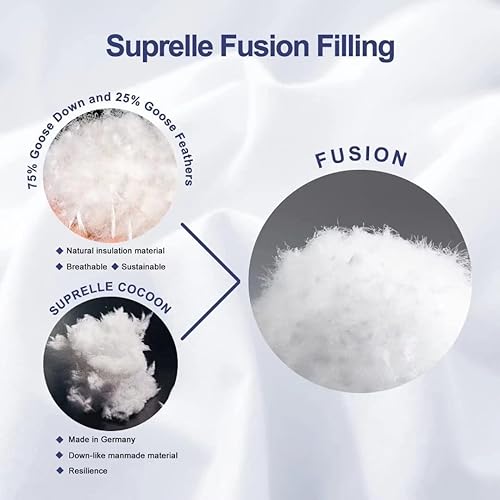 Miniatura 4 de Edredón de plumón de ganso blanco fusión, pesado y cálido para el invierno, relleno de plumón 650, exterior de 100% algodón, 300 hilos,