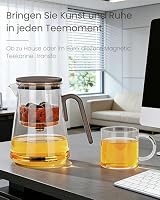 ZENS Magic Teekanne Glas mit Siebeinsatz und 2 Tassen, 1000ml Schwarz – Ansicht 7