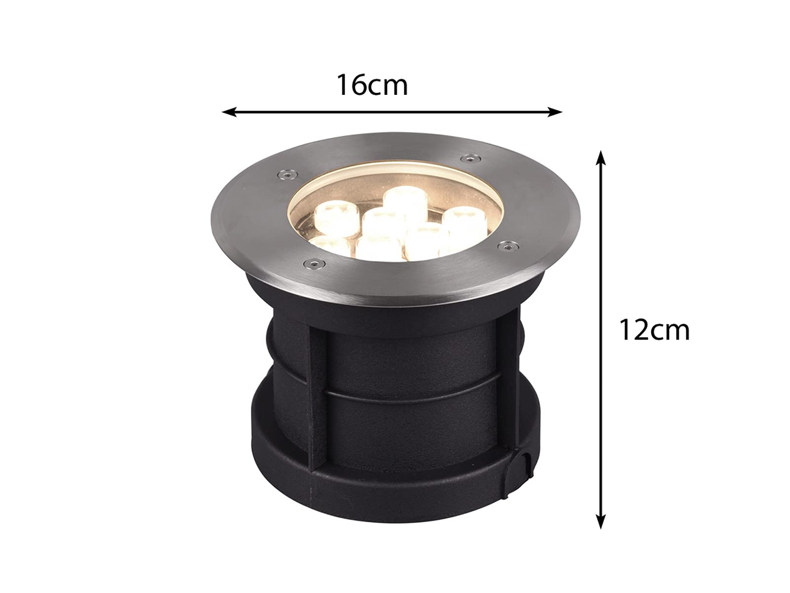meineWunschleuchte Set di 2 faretti rotondi da incasso a terra in acciaio inox, diametro 16 cm, classe di protezione IP65