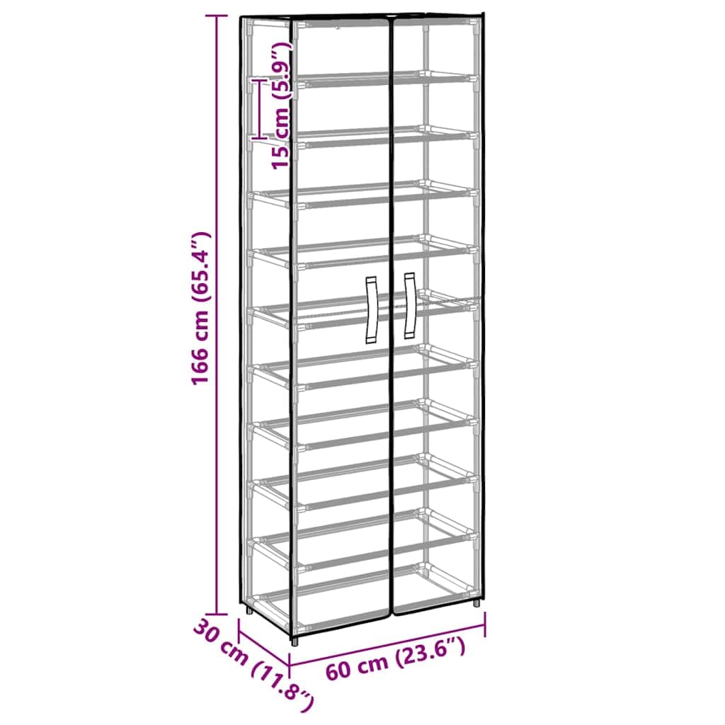 Scarpiera Grigio 60x30x166 cm Tessuto Non Tessuto