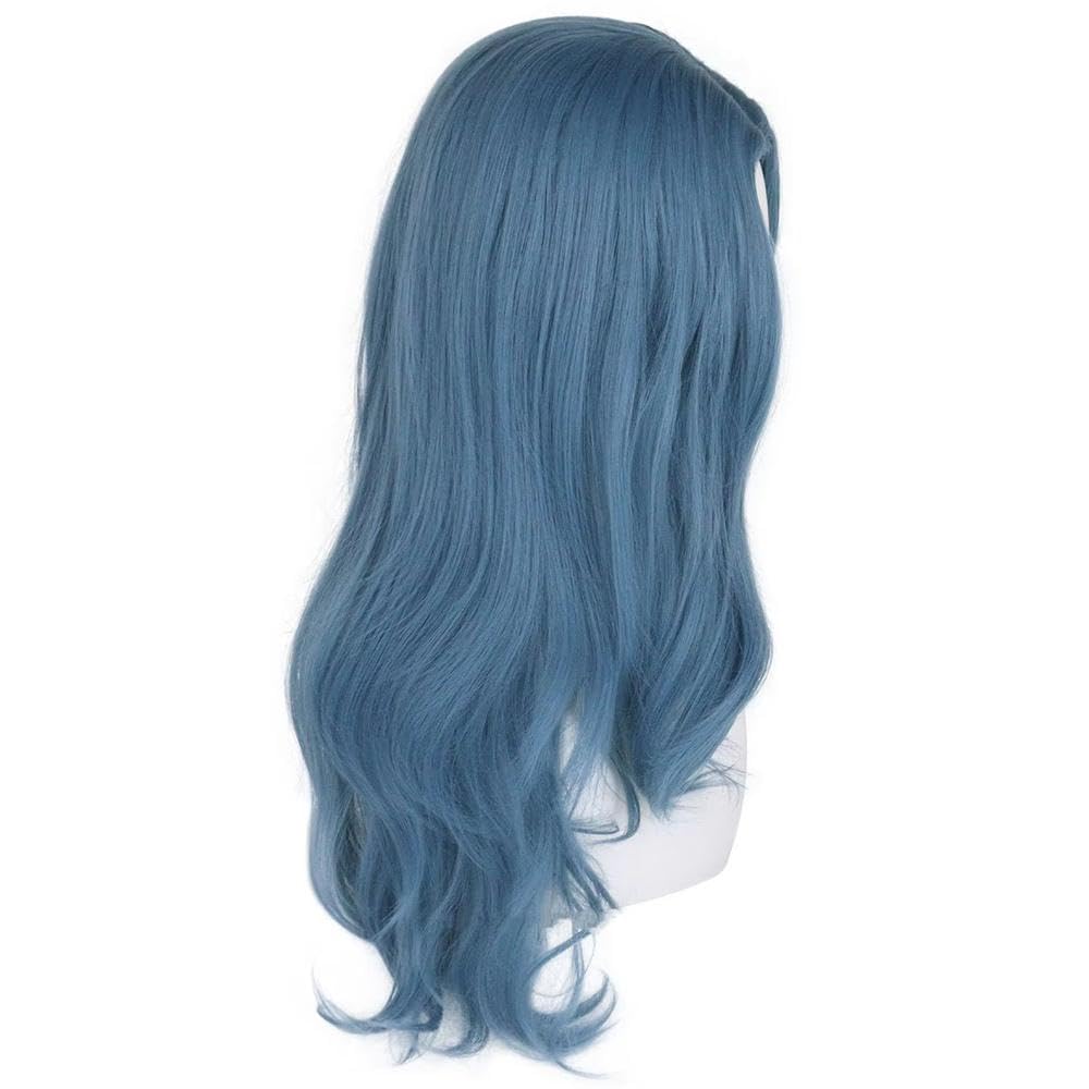 Haarpflege Frauen Blau Mittelteil Lange Welle Lockiges Haar Perücke Für Cosplay Tägliche Party