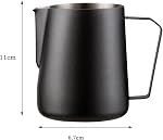 Milk Frothing Pitcher 20oz/600ml, Stainless Steel Espresso Steaming Pitcher Milk Jug, Perfect for Cream, Coffee, Water, Juices, Smoothies Black