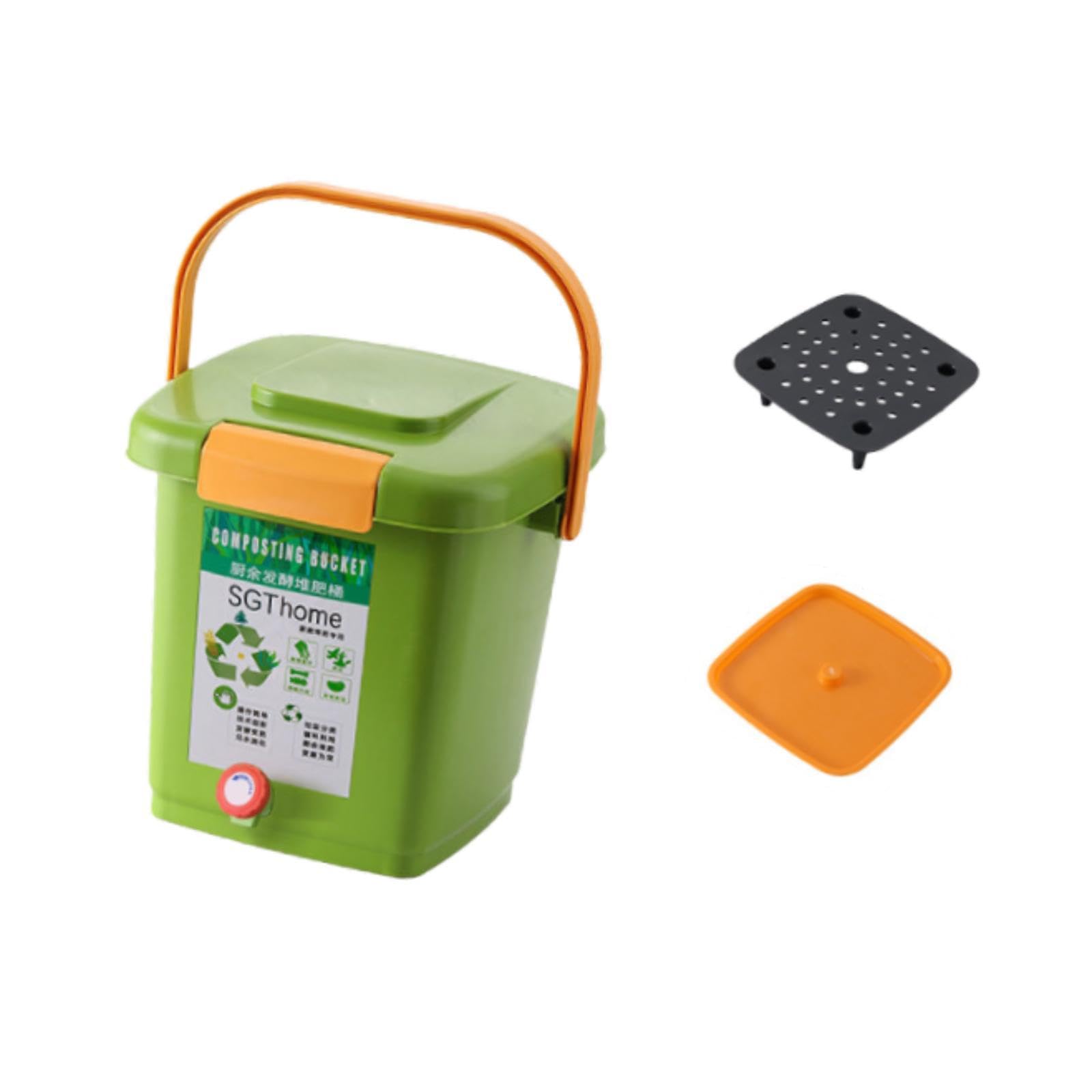 Composteur, Poubelle Hermétique avec Poignée, Cuve de Fermentation Pratique pour Déchets Alimentaires, Seau à Compost pour Jardin, Ferme Ou Intérieur, 15l