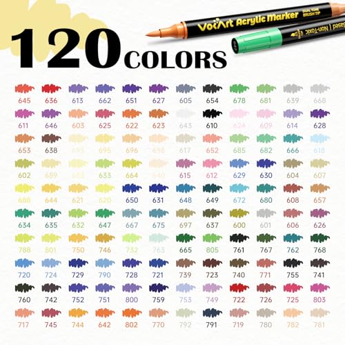 Image of 120 Colors Acrylic Paint Markers Brush Tip Acrylic Paint Markers Pens
