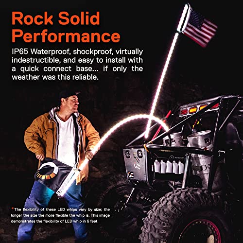 True Mods 2Pc 6Ft Spiral Led Whip Lights For Utv Atv [21 Modes] [20 Colors] [Rf Wireless Remote] [Weatherproof] [Usa Flag] Led Lighted Whips Antenna For Rzr Can-Am Polaris Utv Atv Accessories #TOP5