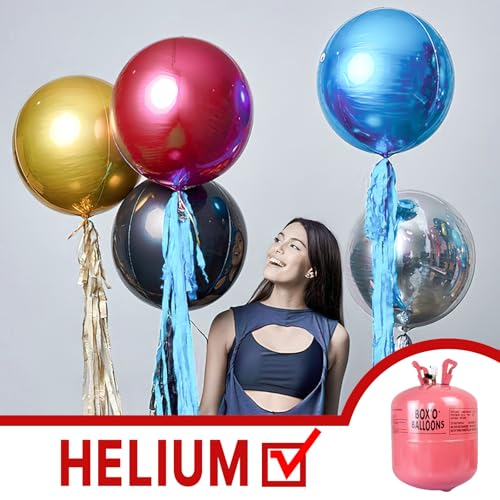 Image of PartyWoo Red Foil Balloons 6pcs Large Round Giant Jumbo 4D Balloons