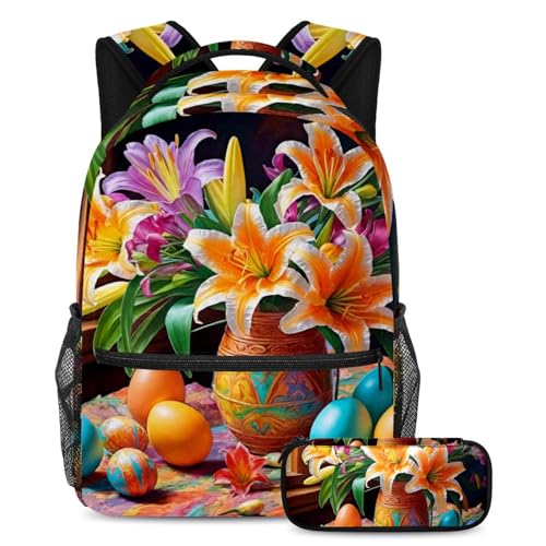 Sac à dos avec trousse adolescents filles garçons cartable multicolore