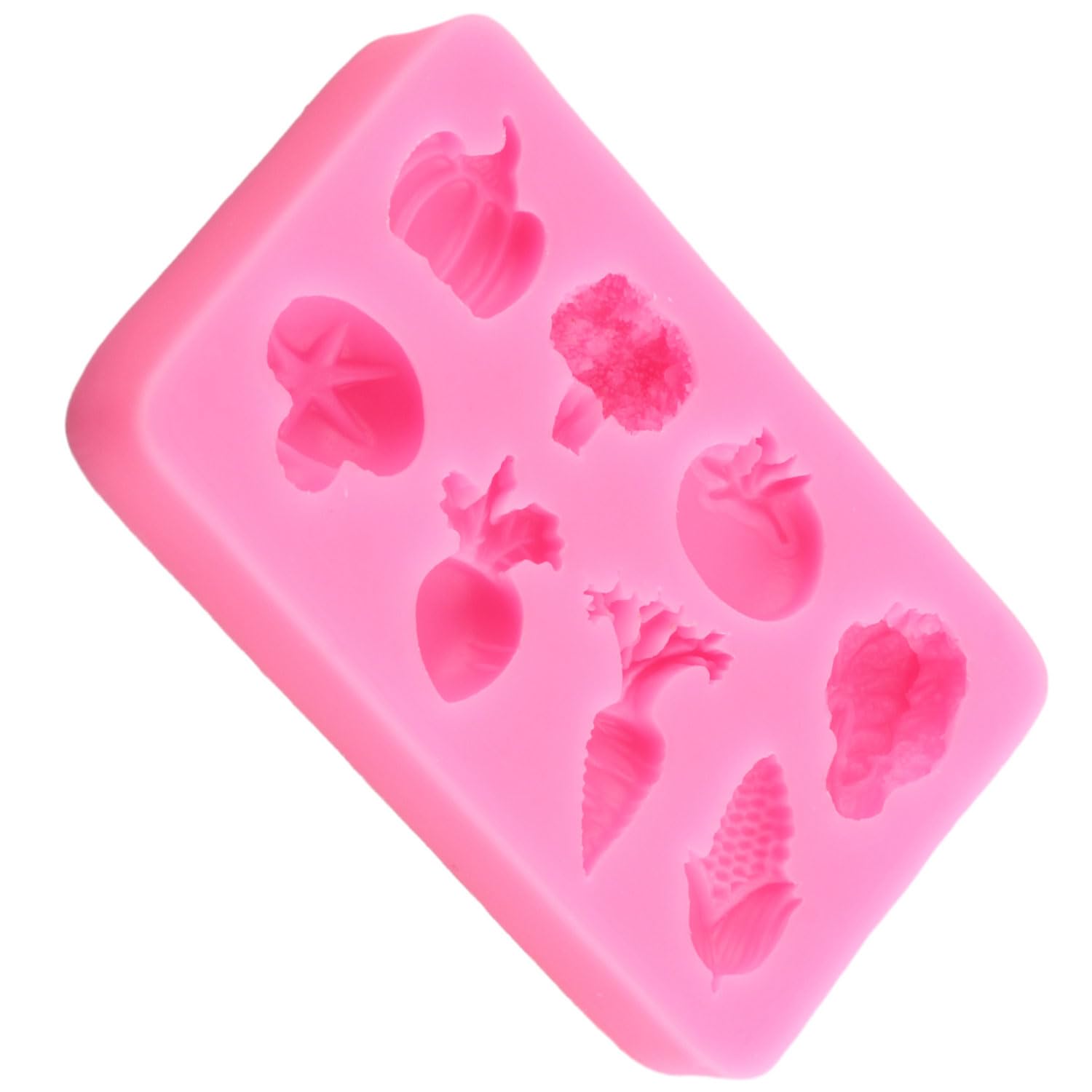 Moldes de silicona para vegetales, rábano, tomate, repollo, calabaza, fondant, para decoración de pasteles de azúcar, decoración de cupcakes, caramelo, chocolate, pasta de goma, arcilla