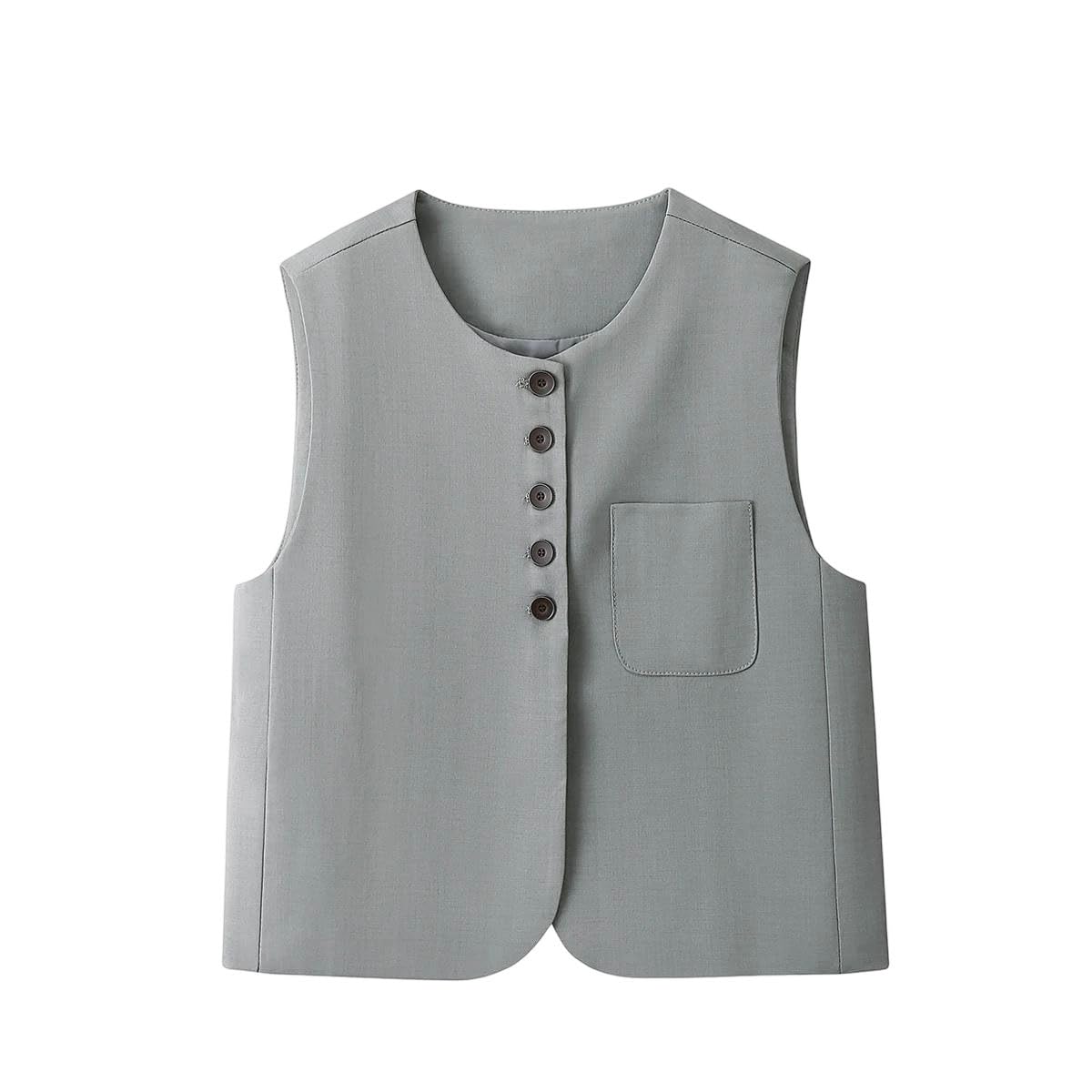 Chaleco de cuello redondo para mujer con un botón elegante 8