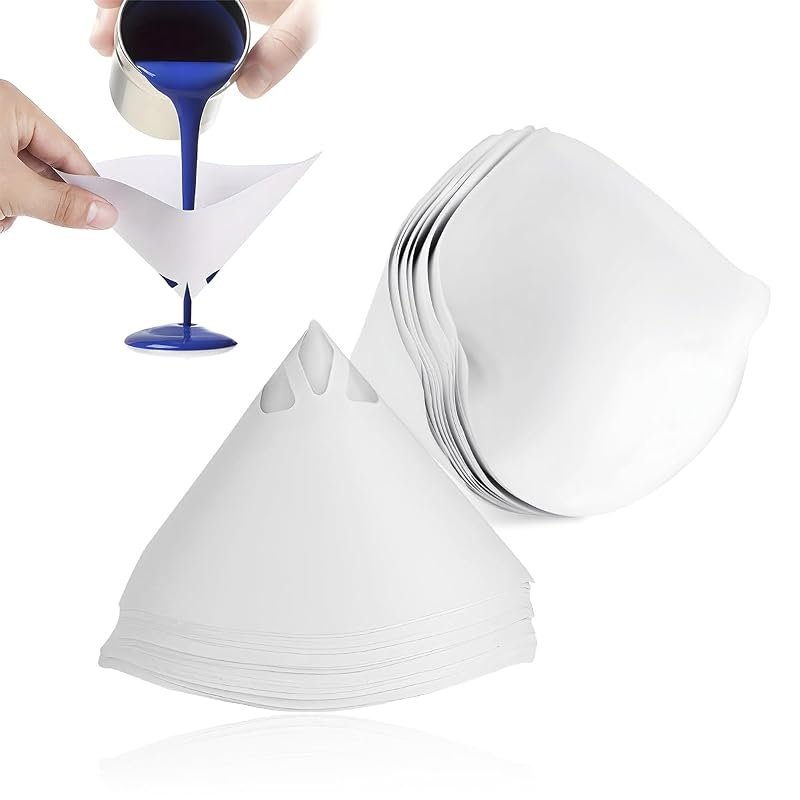 povtii Kit com 100 filtros cônicos para tinta, malha de nylon de 100 mícrons, descartáveis para pistola de pintura