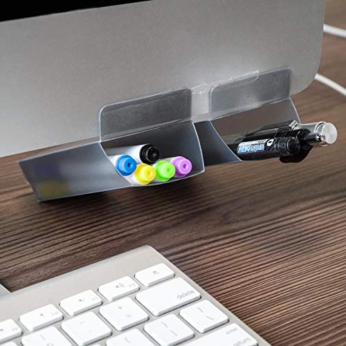 Monitor Memo Board 3pcs Computer Message Sticky Note Holder with Pen Pencil Holder Phone Pad Charge Panel Left Right Bottom Side for Office Home Desk Organizer + Sticky Notes + Colored Tabs - Thumbnail 4
