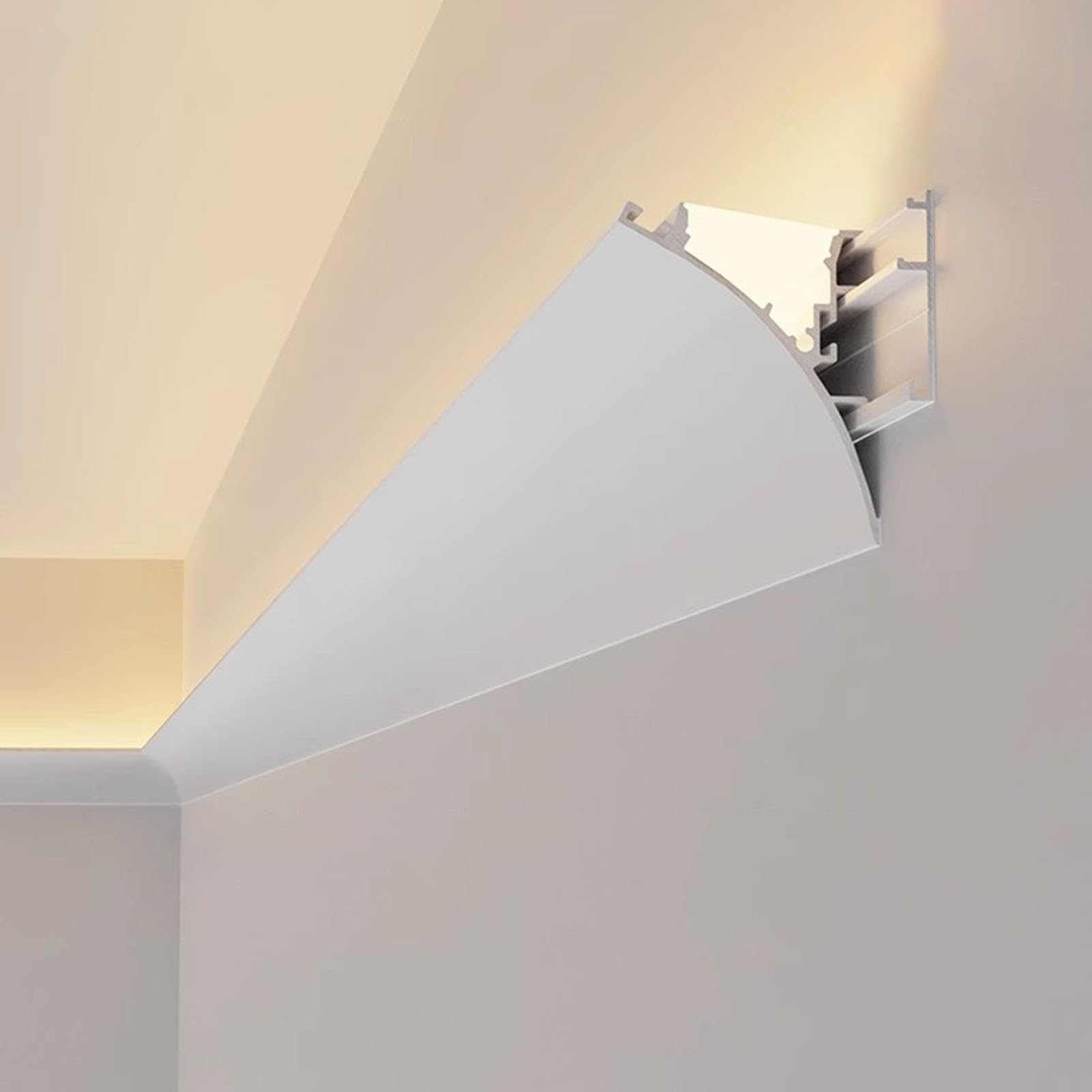 Moulure corniche aluminium éclairage indirect pour éliminer les reflets LED