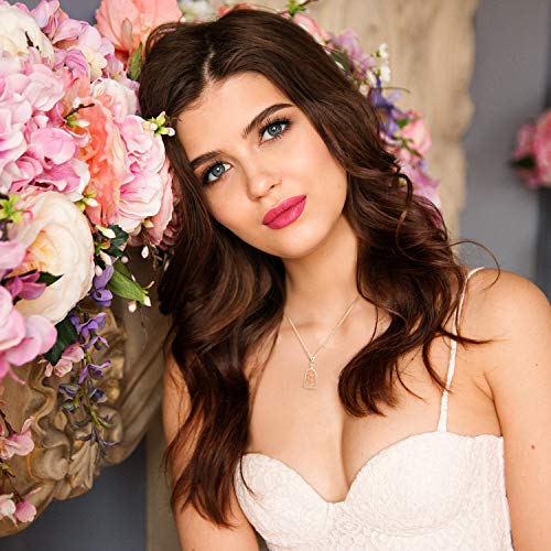 Jxjl 3D Rose Flower Pendant Necklace Sterling Silver Romantic Beauty&Beast Rose In Dome Princess Valentine Christmas Birthday Gift Jewelry For Women Girls #TOP2