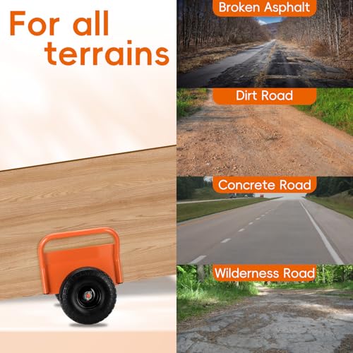Heavy Duty Panel Dolly Slab Dolly 10 Inch Solid Rubber Tires | Supports Up to 1000 Pounds All Terrain Movement Ideal for Heavy Drywall Sheets and Door Material Transport (Orange)
