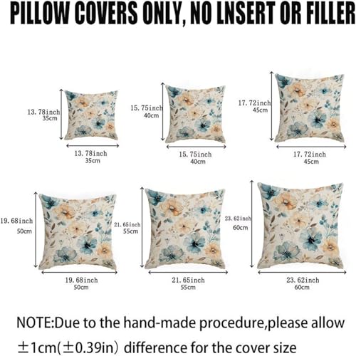Housse coussin 60x60cm vintage bleu pour déco salon et chambre