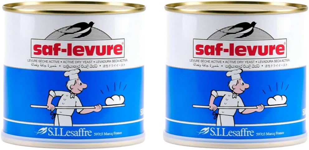SAF Levure Active Dry Yeast 2x500g - Ideal for Baking Bread & Pastries - Easy to Use, Provides Consistent Results, Shelf-Stable, Convenient Storage