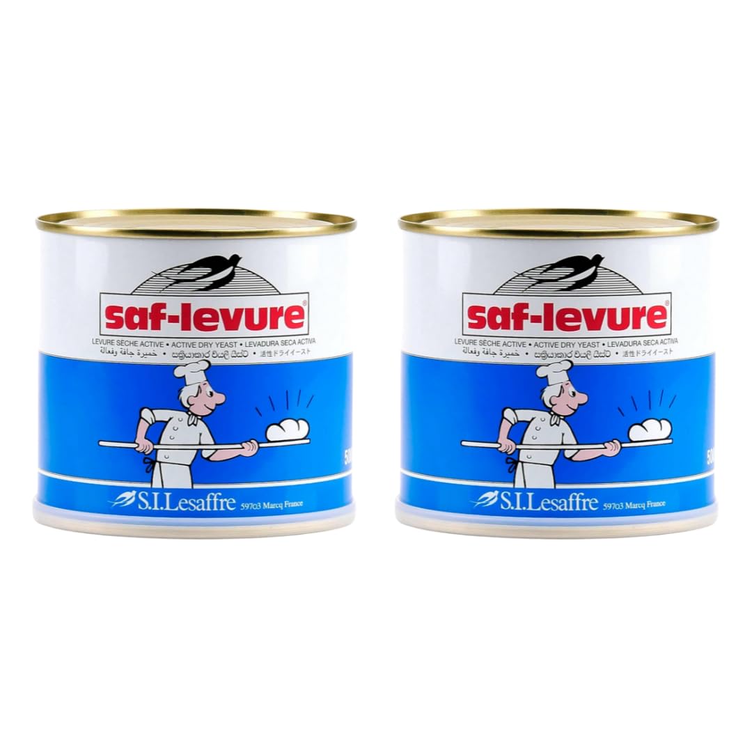 SAF Levure Active Dry Yeast 2x500g - Ideal for Baking Bread & Pastries - Easy to Use, Provides Consistent Results, Shelf-Stable, Convenient Storage