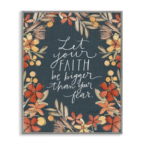 Faith Over Fear Floral Border, 16 x 20 Inch Framed Giclée Print