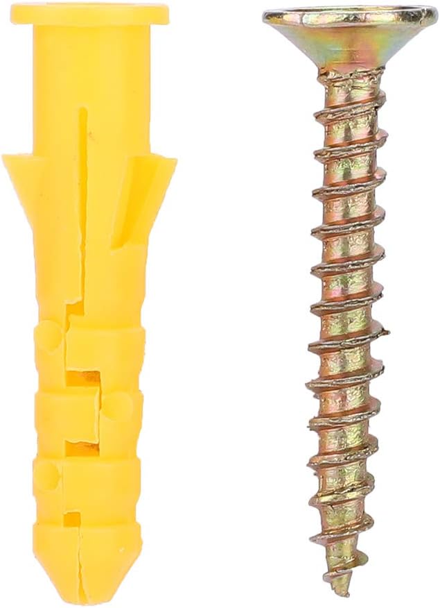 M6 Drywall Anchor and Screw Kit, 50 Sets Plastic Expansion Wall Plugs Self Tapping Screws for Picture Frame & Shelf Bracket Mounting