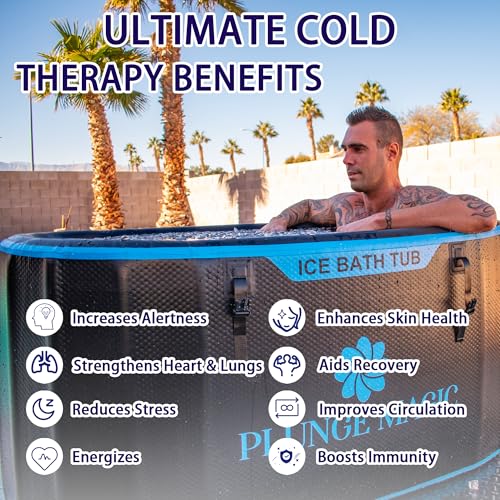 Ultimate Cold Plunge Tub Inflatable Ice Bath Tub With Cover for Athletes Portable & XXL Size Black, Water Chiller Compatible (Black-Elongated)