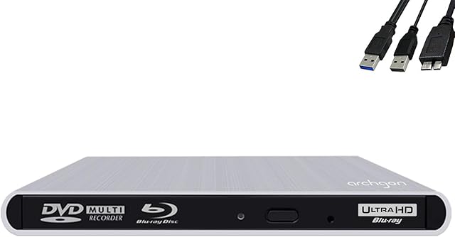 Archgon Style external 4K-UHD reader Blu-ray writer (reader) USB 3.0 alu silver