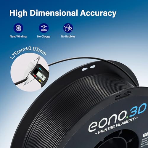 Image of Conductive PLA Filament 1.75mm, 1kg - Electrically Conductive 3D Printer Filament for ESD Protection, Sensors & Functional Prototypes - Compatible with FDM Printers, Black, Matte Plastic Spool
