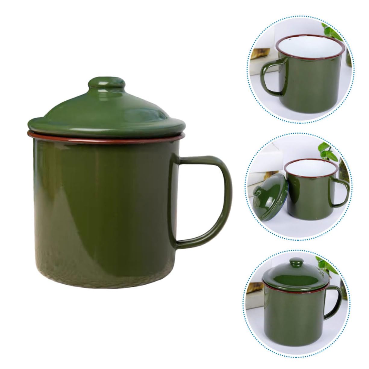 COLLBATH Grüne Vintage Emaille Kaffeetasse, Klassisch Nostalgisch