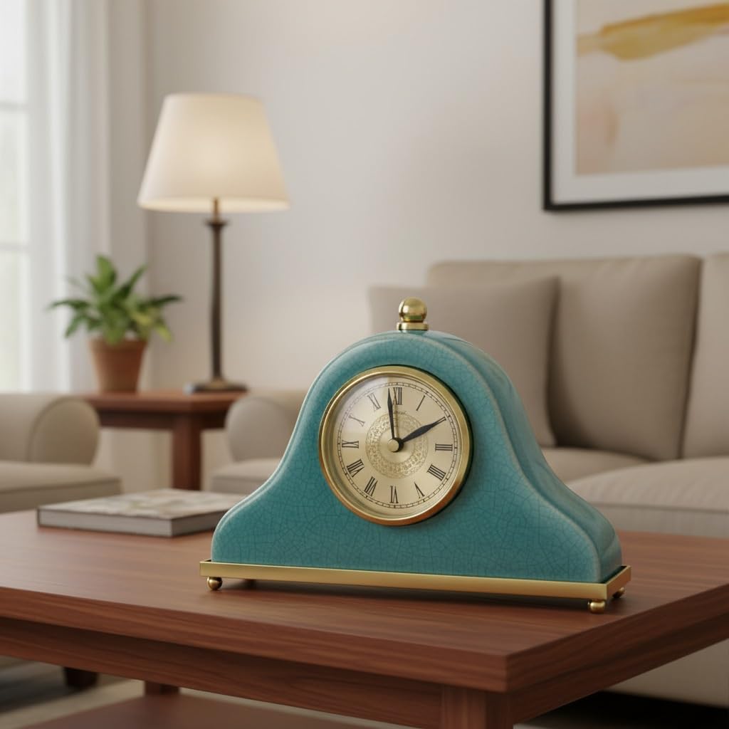 Décorative Horloge en céramique, décoration de Bureau, Horloge Salon pour Bureau Chambre Table