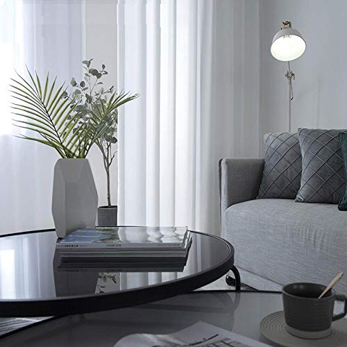 Gordijnen woonkamer hoge kwaliteit wit half geplette transparante gordijnen voor woonkamer venster effen lange tule… - Afbeelding 7