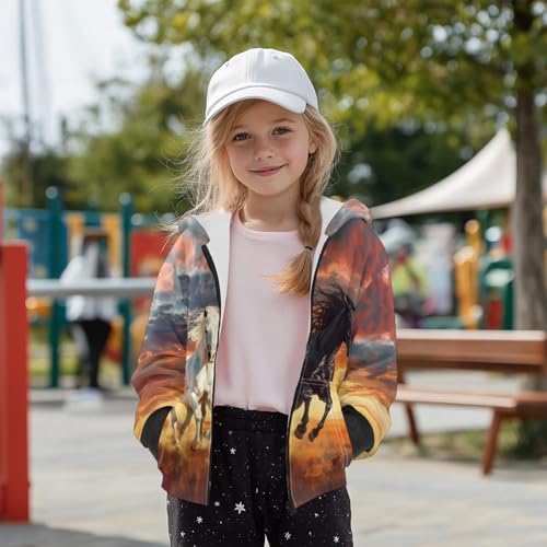 WELLFLYHOM Graphic Zipper Hoodies 6-16 Fleece Lining Kids Girls Hooded Sweatshirt Long Sleeve Sweater with Pocket2
