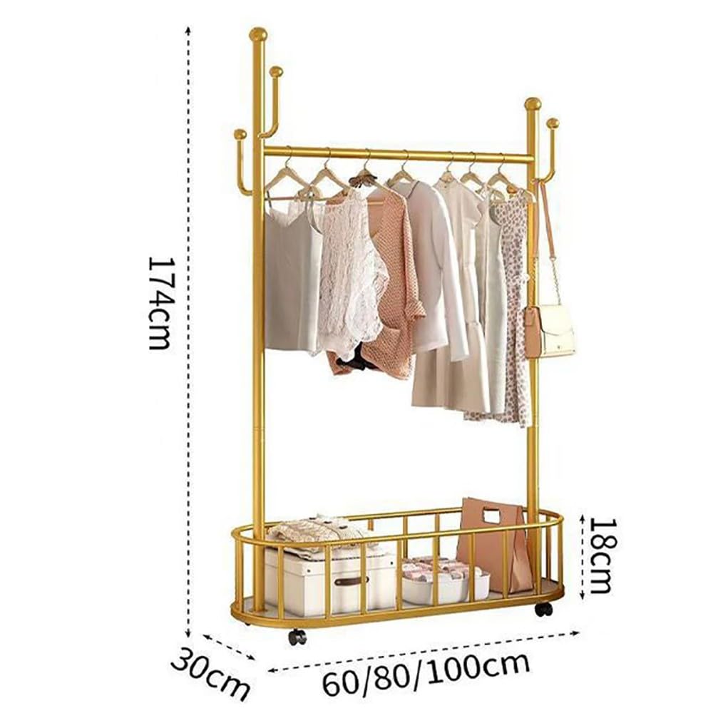 Appendiabiti industriale resistente con ripiani e ganci, portata 100 kg, appendiabiti autoportante per corridoio e ingresso, disponibile nelle misure 60 cm, 80 cm o 100 cm