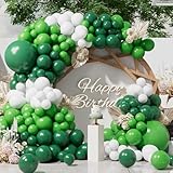 SUWEN Ballons Kit Arche Vert 153Pcs Différentes Tailles de 18 10 5 Pouces Ballon Guirlande Latex Vert Citron Vert Foncé et Blanc pour Décorations Baby Shower Anniversaire Fête Jungle Diplôme