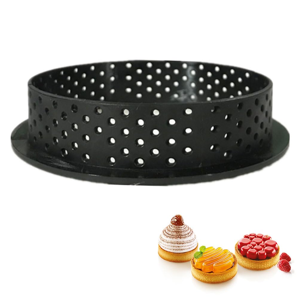 8Pcs Round Cake Ring, 8x8cm Perforated Baking Tart Rings, Plastic Round Cake Cutter Mousse Cake Mold for Making Bread Biscuit - Image 8