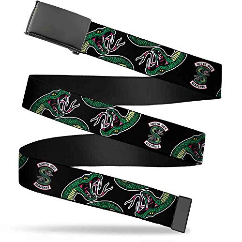 Belt Plain Clamp Buckle South Side Serpents Patch Serpents Scattered Black 1.5 Inch Wide Fits up to Size 42