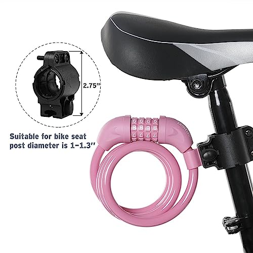 Titanker Bike Lock, Lock For Bike Locks With Combinations Resettable Bike Lock Cable 4 Feet With Mounting Bracket, 1/2 Inch Diameter #TOP4