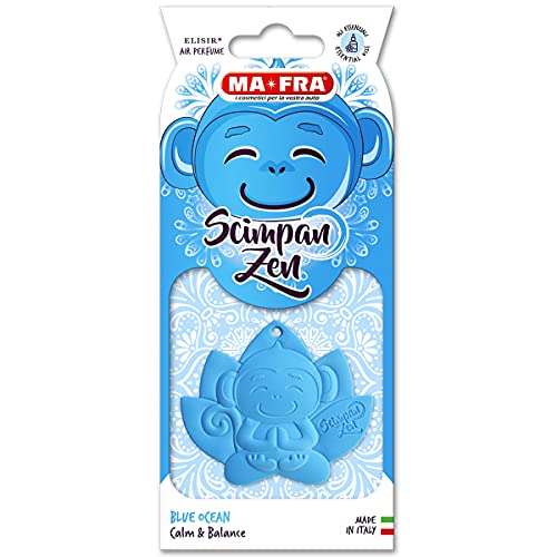 CONTENUTO: riceverai 1 pezzo di Scimpanzen Blue Ocean, profumatore auto in gomma, design a forma di scimmietta in meditazione sul fiore di loto, Ispirato ai concetti della filosofia Zen con fragranze alle note marine, fiori d’arancio e pepe nero.